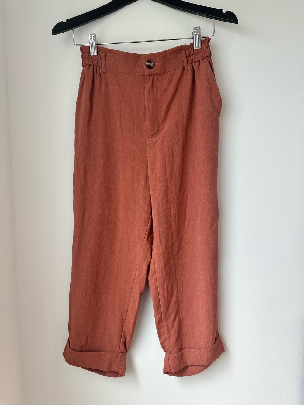 Halara High Waisted Capri Linen-Feel Rayon Pants in Sierra Size S NWT